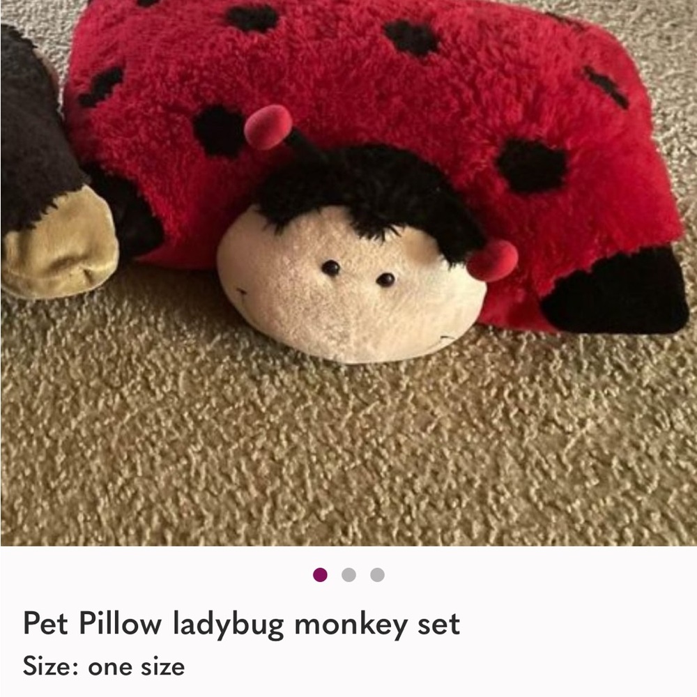 Pet Pillow Red and Black Ladybug Stuffed Animal